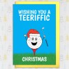 Wishing you a teeriffic Christmas funny golf-themed Holidays, Xmas, festive card for golfer, golf enthusiast (Size A6/A5/A4/Square 6x6") - A6: Single card