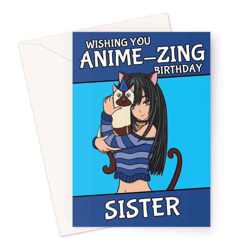 Anime Cat Girl Card For Sister - A5 Portrait - 1 Card