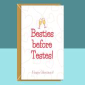 Funny Galentine's Day Card for your single friends! - Besties before Testes! - Ideal for your best friend this Galentines