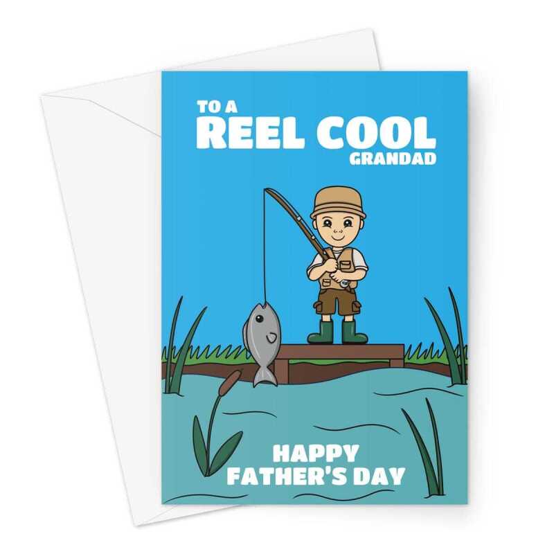 Grandad Father's Day Card - Fisherman - A5 Portrait - 1 Card