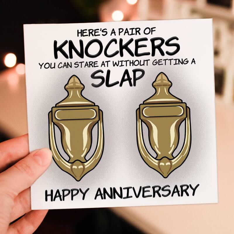 Here's a pair of knockers you can stare at without getting a slap funny, rude, breasts, boobs, tits, anniversary card Size A6/A5/A4/Square - A6: Single card