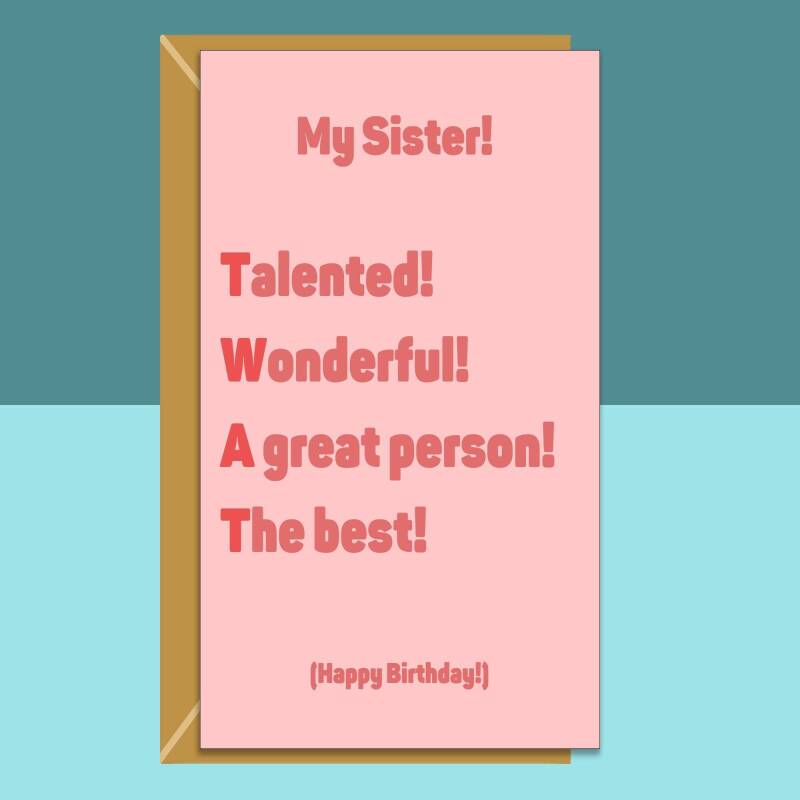 Sister Birthday Card - Funny - Personalised - Rude - Ideal cheeky card for your sis. - Blank inside - Large