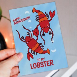 To my lobster funny, cute lobster cheesy anniversary card for wife, husband, girlfriend, boyfriend, partner (Size A6/A5/A4/Square 6x6") - A6: Single card