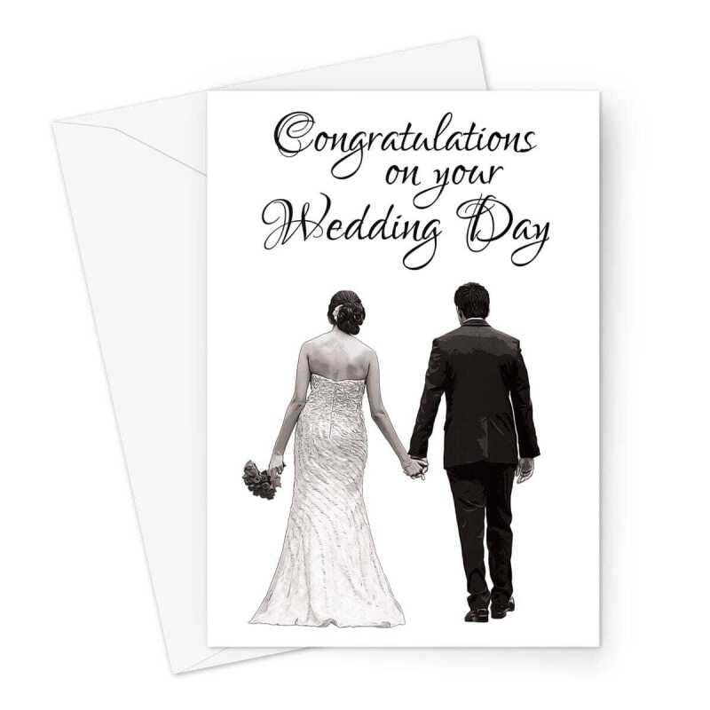 Wedding Congratulations Card - Mr & Mrs Traditional Photo - A5 Greeting - A5 Portrait - 1 Card