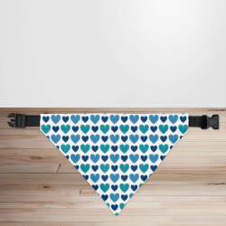 Valentine's Day Blue Hearts Dog/Puppy Bandana - Small - 12x17cm (Strap: 25mm - 40mm)