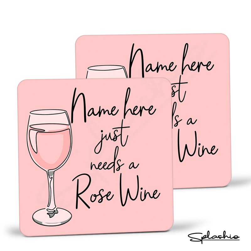 Rose Wine Hand Drawn Coaster - Home Bar - Birthday Gift. Secret Santa - Hand Drawn Rose Wine Coaster Personalised Drink Coasters - Single Coaster