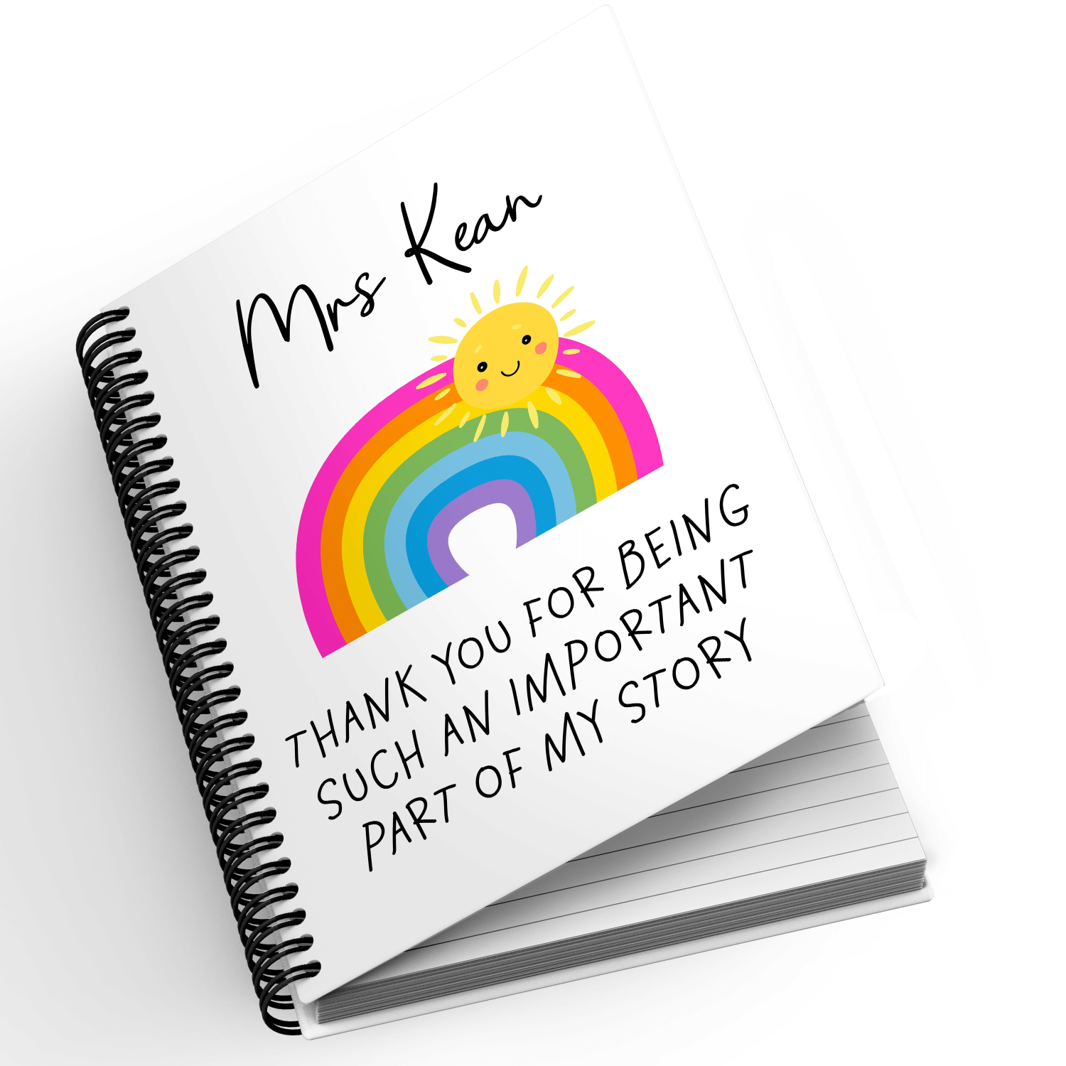 Personalised A5 Notebook - Thank You For Being Such An Important Part of My Story