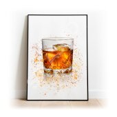 WHISKEY Splatter Art Print, High Gloss Print, WHISKY Splash Art, Home Decor, Home Bar Custom Drink Art Cocktails Whisky or Whiskey.