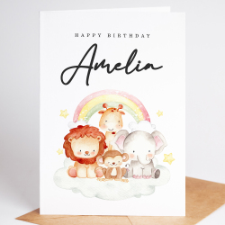 Happy Birthday To A Very Special Little Boy / Little Girl, Personalised Birthday Card , Cute Animal Birthday Card, Cute Safari Animal Cards - A6 - 4.1" x 5.8"