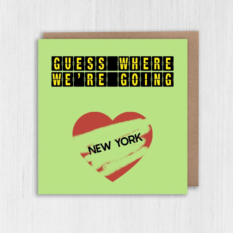 Scratch off and reveal card: Holiday, vacation, surprise destination in a choice of colours, any destination, airport departure board design - Blue - Gold