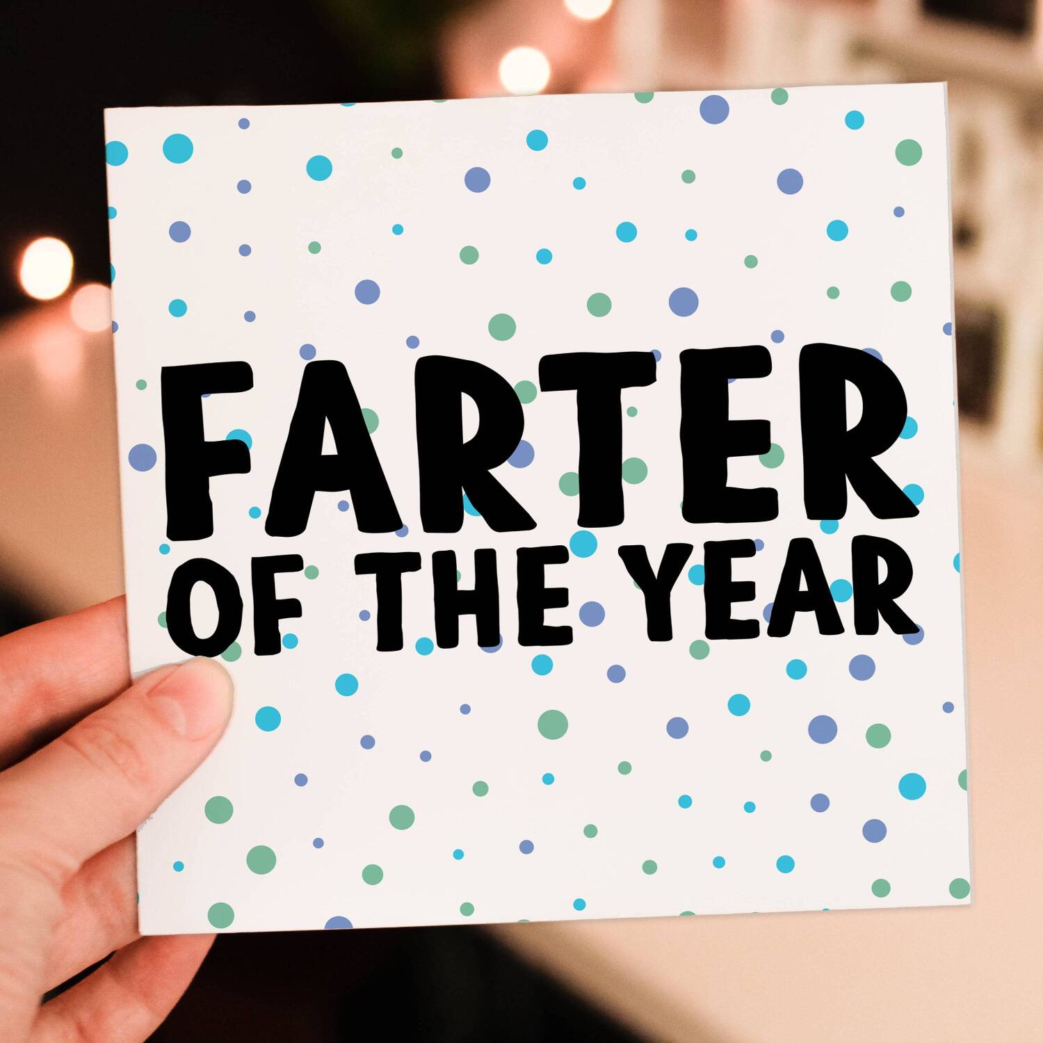 Farter of the year funny, rude, farting, fart Father’s Day card for dad, daddy, father from son, daughter, kids (Size A6/A5/A4/Square 6x6") - A6: Single card