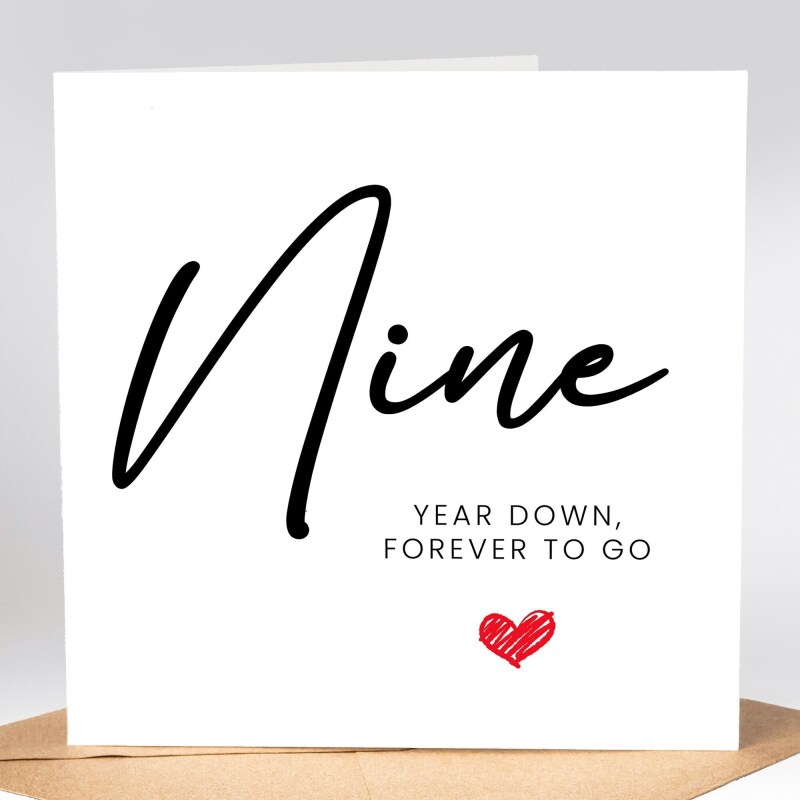 9 Year Anniversary Card For Husband, Wife 9th Anniversary Card, Happy 9th anniversary 9 year Card Funny Greeting Card wife husband