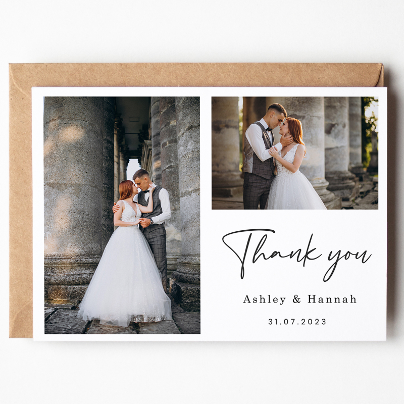 Thank You Wedding Cards | Personalised Photo Wedding Thank You Cards Personalised Thank You Card From Bride and Groom | Wedding Photo Card - A6 - 4.1" x 5.8"