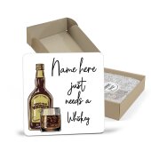 Personalised Whiskey Coaster, Personalised, Drinks Mat, Personalised Drink Coaster Whisky, Whiskey Fathers Day gift, Secret Santa Coaster