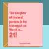 Daughter 21st birthday card - funny personalised card for daughter turning 21 years old. - Blank inside - Regular