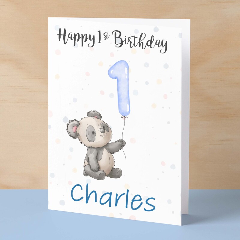 Personalised 1st, 2nd, 3rd, 4th, 5th Birthday Card for Son, Grandson, Nephew, Godson, Boys Panda Card - 1 - One - Blank Message