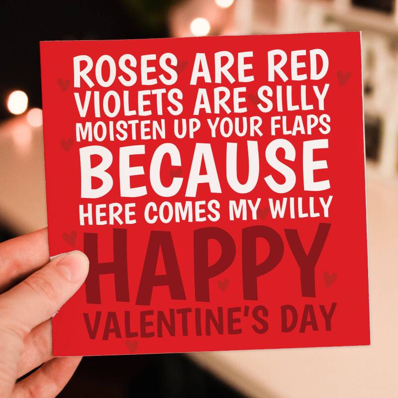 Moisten up your flaps because here comes my willy rude, funny Valentine's Day card for wife, girlfriend, partner (Size A6/A5/A4/Square 6x6") - A6: Single card