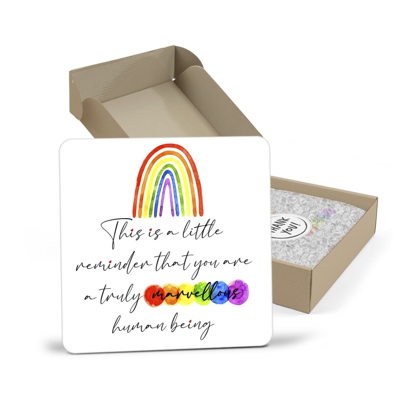 You Are A Truly Marvellous Human Being Coaster - You Got This Coaster Thank You Gift, Positivity Rainbow, Positive Coaster, Gift for teacher - Single Coaster