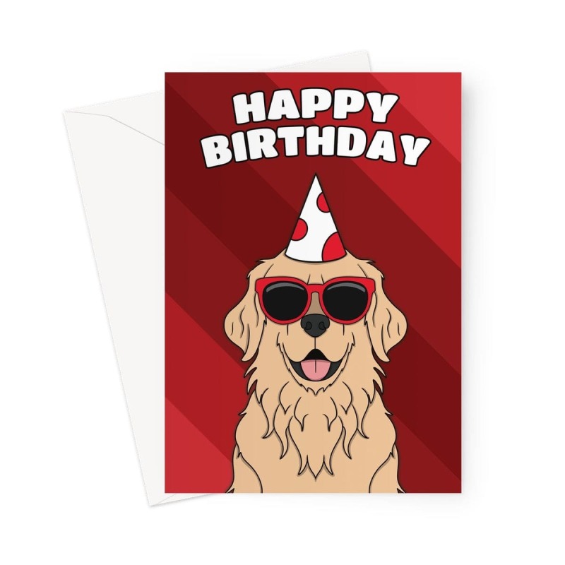 Golden Retriever Dog Birthday Card - A5 Portrait - 1 Card