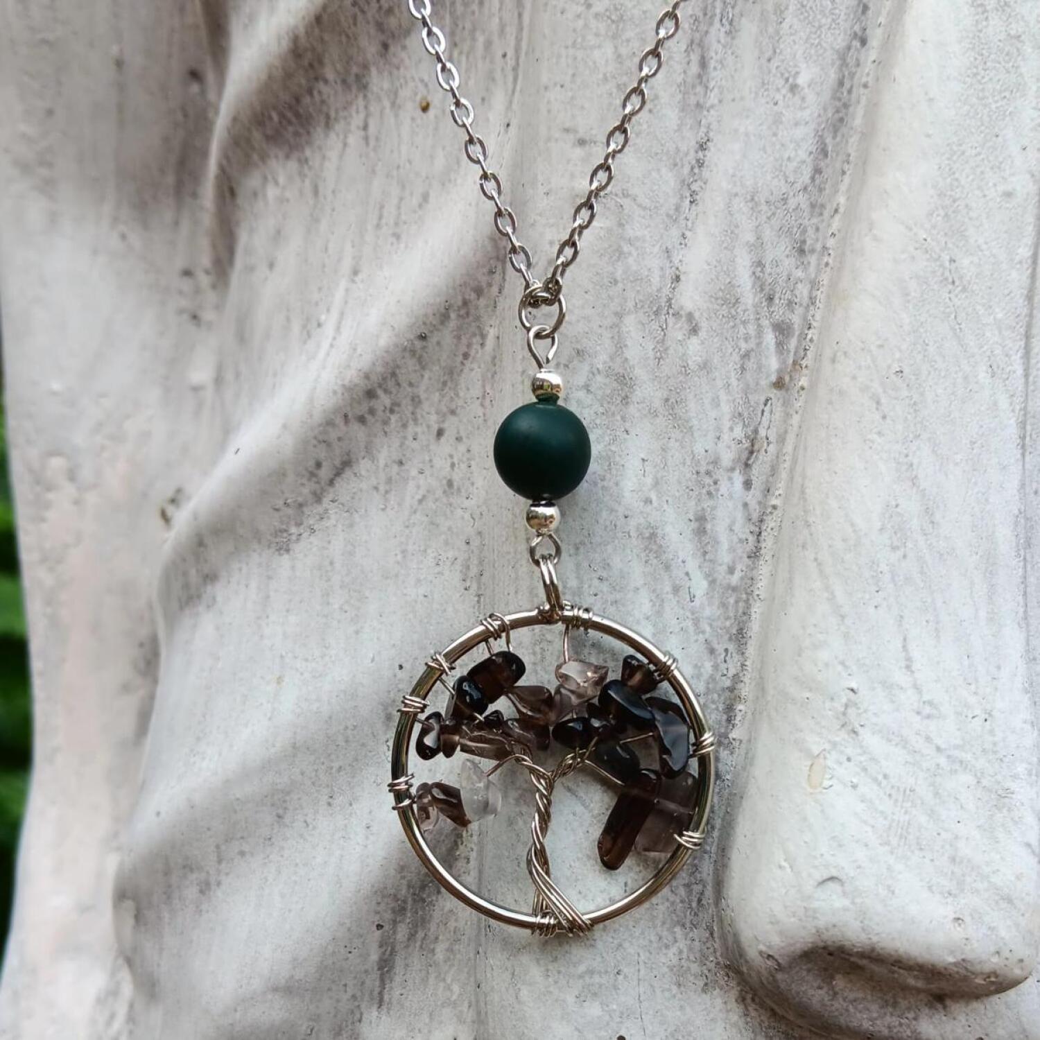 Smokey quartz and Bloodstone Necklace - Balancing