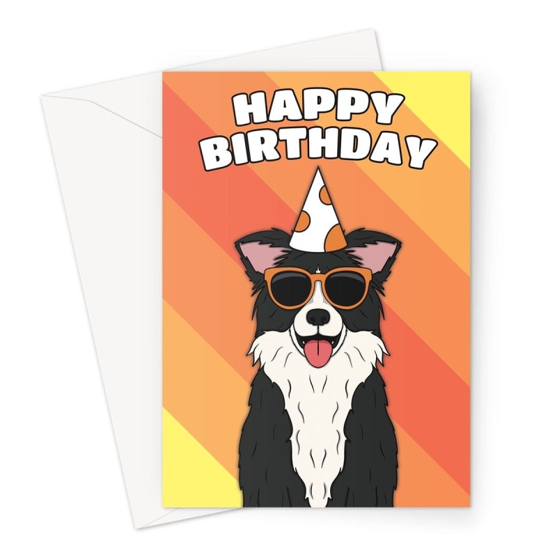 Border Collie Dog Birthday Card - A5 Portrait - 1 Card