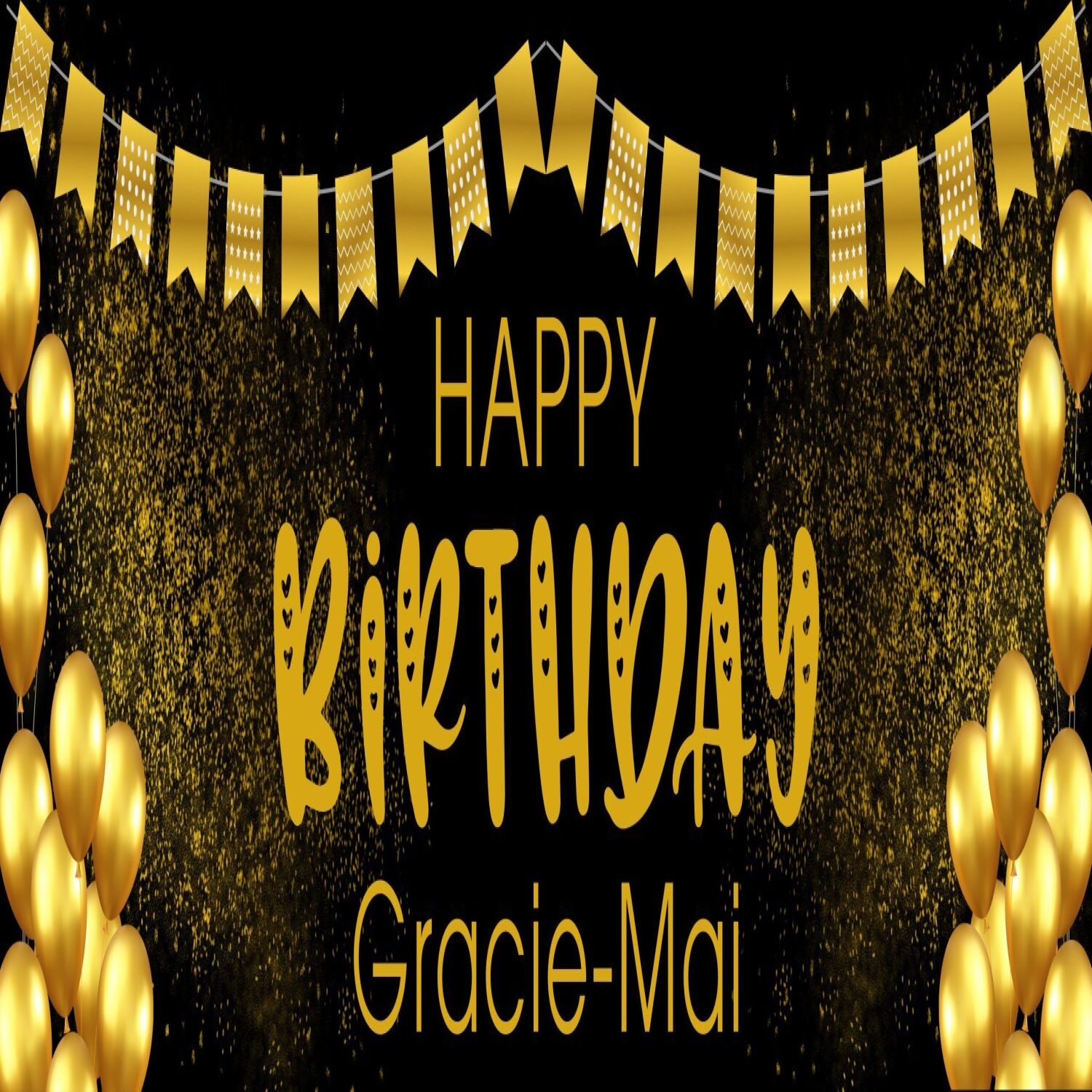 Black and Gold Birthday banner - 1