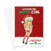 Anime Girl Sexy Santa Costume Christmas Card