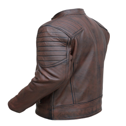Leather Jacket Distressed Brown for Men Large