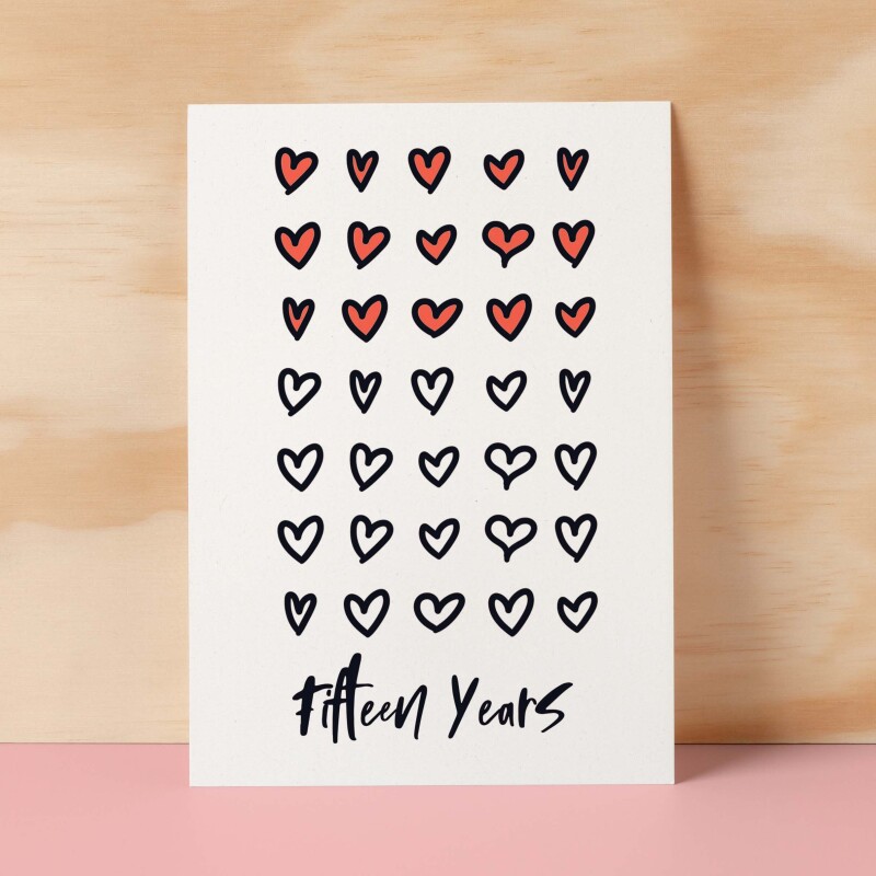 15th Wedding Anniversary Card For Wife Anniversary Card for Husband or Boyfriend Anniversary Card Girlfriend Anniversary Fifteen Year - Small (4x6) / Blank Message