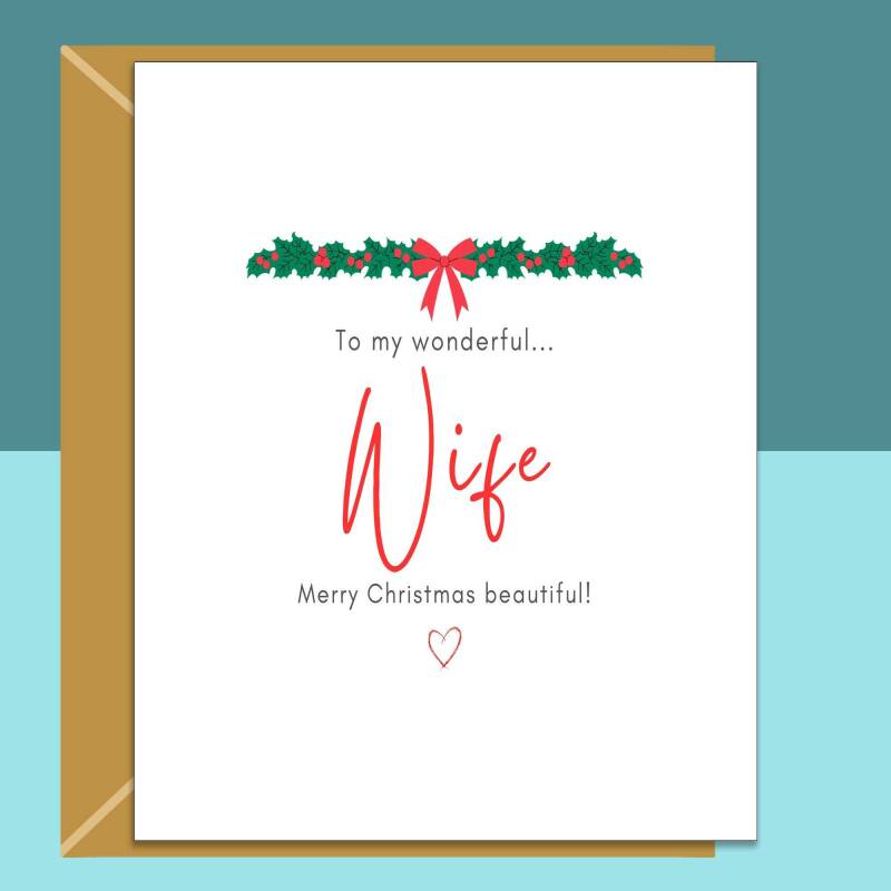 Wife Christmas Card - For Her - Personalised - Love - Xmas Card for Wife - Blank inside - Large