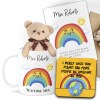 Personalised Teacher Gift Set, Teacher Card, Teacher Mug, Teacher Coaster, Cute Teddy. Personalised Teacher Gift Set,  School End of Term. - Natural