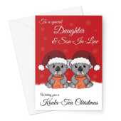 Merry Christmas Card For Daughter and Son-In-Law - Koala Tea Pun - A5 Greeting Card