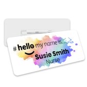 Hello My Name is Badge Rainbow Splash Nurse Name Badge