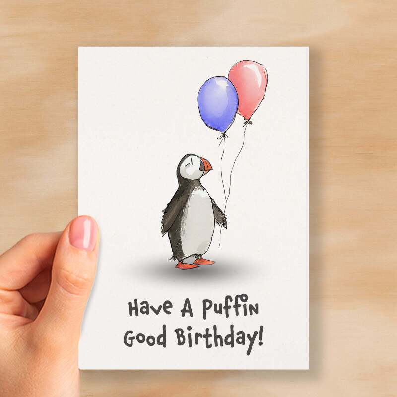 Birthday Card For Children Cute Puffin Birthday Card For Child Card For Boy Birthday Card For Girl Puffin Good Fun Birthday Card For Kids - Small (4x6) / Blank Message