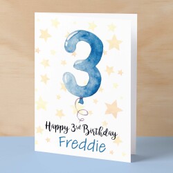 Personalised 3rd Birthday Card For Boy Custom Name Card For Boy Third Birthday Card For Child Birthday Card for Boy Custom 3rd Birthday - Small (4x6) / Blank Message