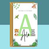 New baby Personalised Card - For new niece, nephew, cousin, friend's baby, grandson, grandaughter - Jungle themed - Baby boy or Baby girl