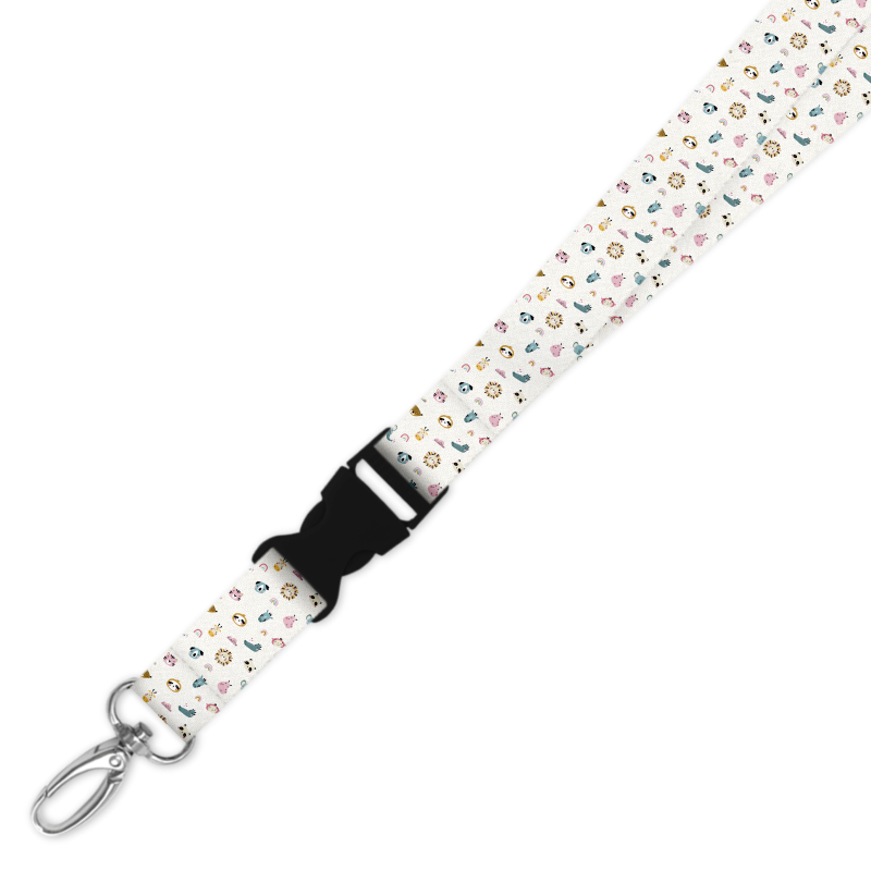 Double Breakaway Lanyard - Cute Safari Rainbow Animals