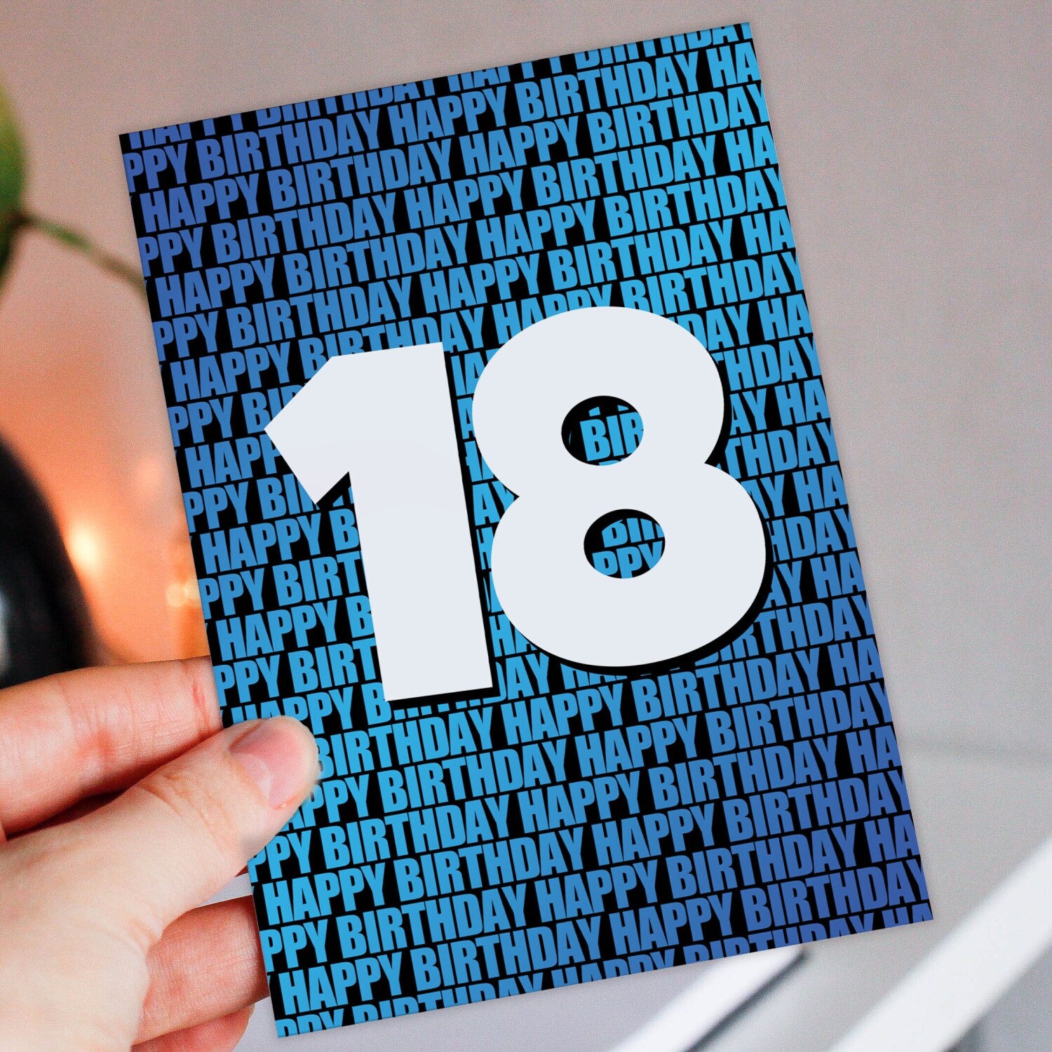 Any age, 16th, 18th, 21st, 30th, 40th, 50th, 60th, 70th happy birthday card in blue or pink (Size A6/A5/A4/Square 6x6") - A6: Single card - Blue