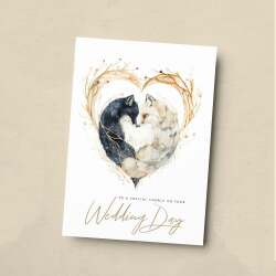 Personalised Wedding Card For Couple Wedding Card For Son and Daughter-In-Law Wedding Card For Daughter and Son-In-Law Fox Love Heart - Small (4x6) / Blank Message