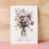 Mother's Day Card For Mum Happy Mother's Day Mothers Day card Mothering Sunday Floral Pink and Puple Flowers Mom Mommy Mum Mummy - Small (4x6) / Blank Message