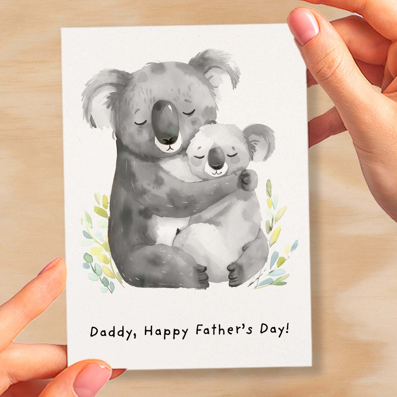 Father's Day Card For Daddy Cute Koala and Joey Illustration Father's Day Card For Dad Father's Day Gift From Child - Small (4x6) / Blank Message