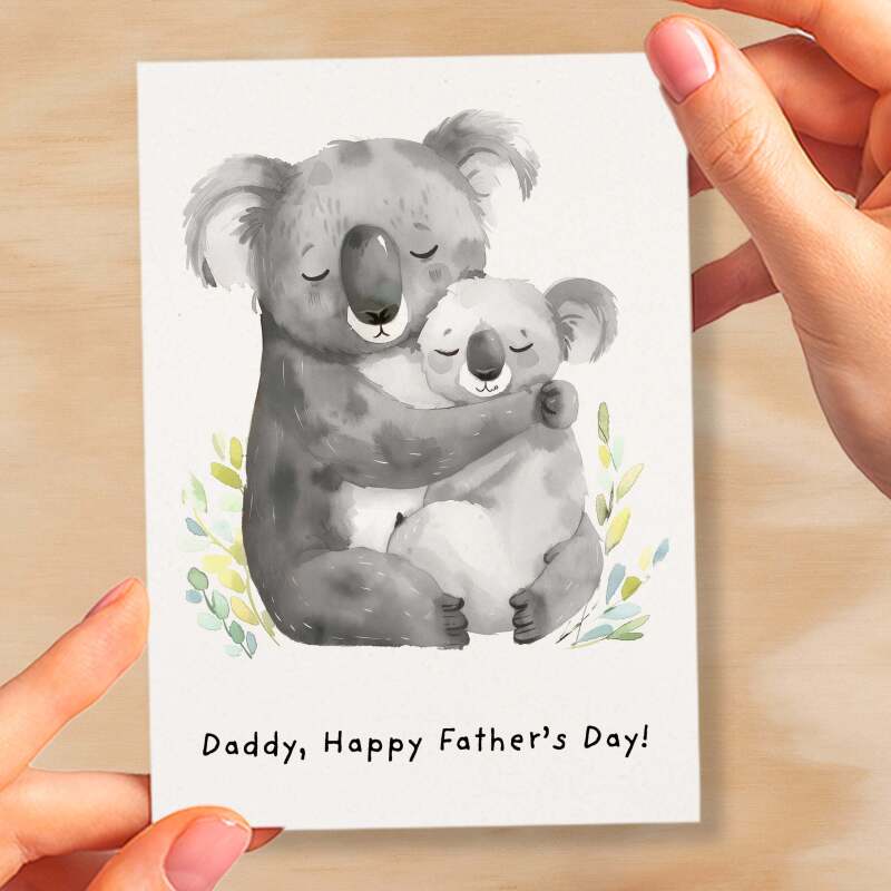 Father's Day Card For Daddy Cute Koala and Joey Illustration Father's Day Card For Dad Father's Day Gift From Child - Small (4x6) / Blank Message