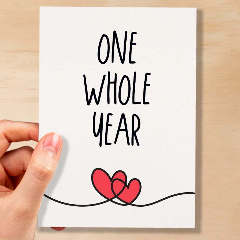 1 Year Anniversary Card For Husband or Wife Anniversary Card for 1st Anniversary Card For Boyfriend or Girlfriend First Wedding Anniversary - Large (5x7) / Blank Message