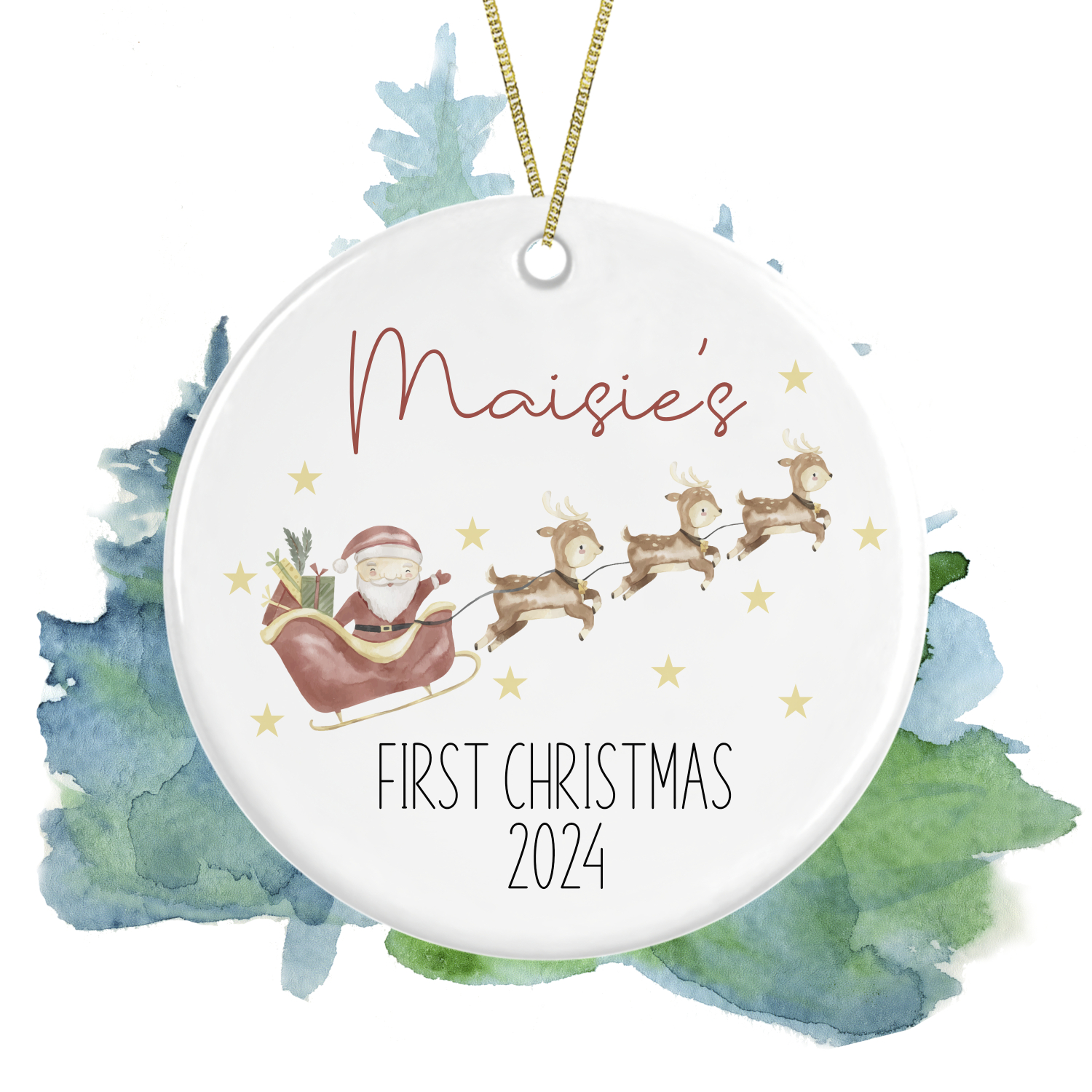 Personalised Ceramic Christmas Tree Decoration - Baby's 1st Christmas 2024
