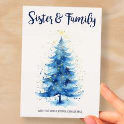 Christmas Card For Sister and Family Card For Her Xmas Card for Sister Christmas Card for Loved One Sister Family Card Christmas Tree Card - Large (5x7) / Blank Message