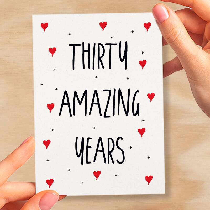 30 Year Anniversary Card For Wife or Husband Anniversary Card 30th Anniversary Card For Boyfriend Girlfriend Thirtieth Wedding Anniversary - Small (4x6) / Blank Message