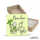 MOJITO Cocktail Personalised Coaster, Cocktail Mojito Coaster, Fathers Day gift, Christmas Coaster, Secret Santa, Birthday Gift, Home Bar.