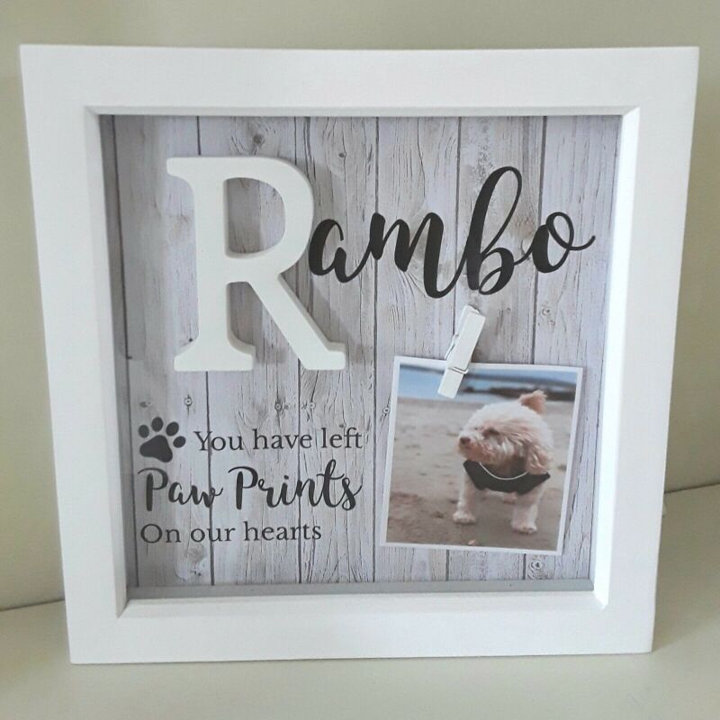 Personalised pet loss box frame,cat loss frame,cat memorial frame,dog loss frame - Without lights - Without  crystals