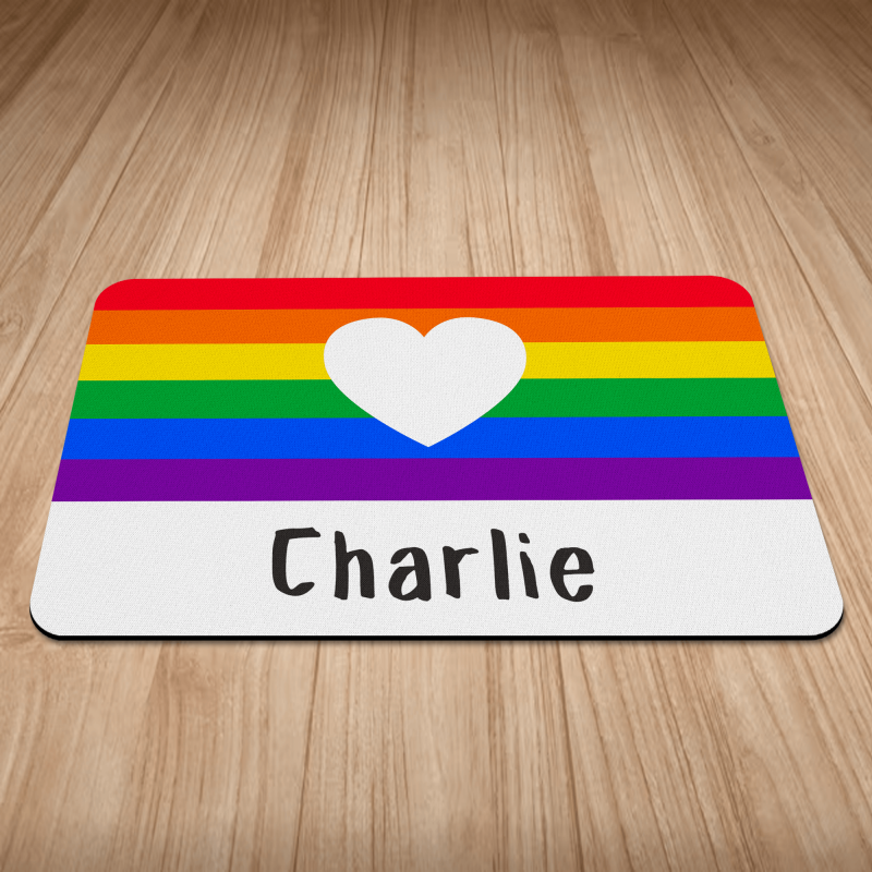 Personalised Rainbow Heart Puppy/Dog Bowl Mat