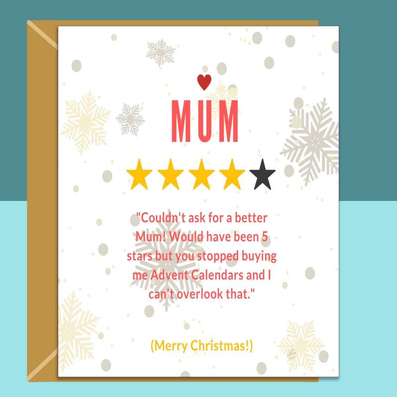 Funny Mum Christmas Card - Personalised - For Mother this Xmas - Cheeky Card - Advent - For Her - Customised - Blank inside - Large